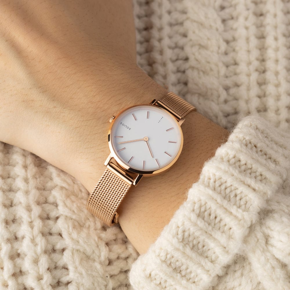 Mesh watch online rose gold