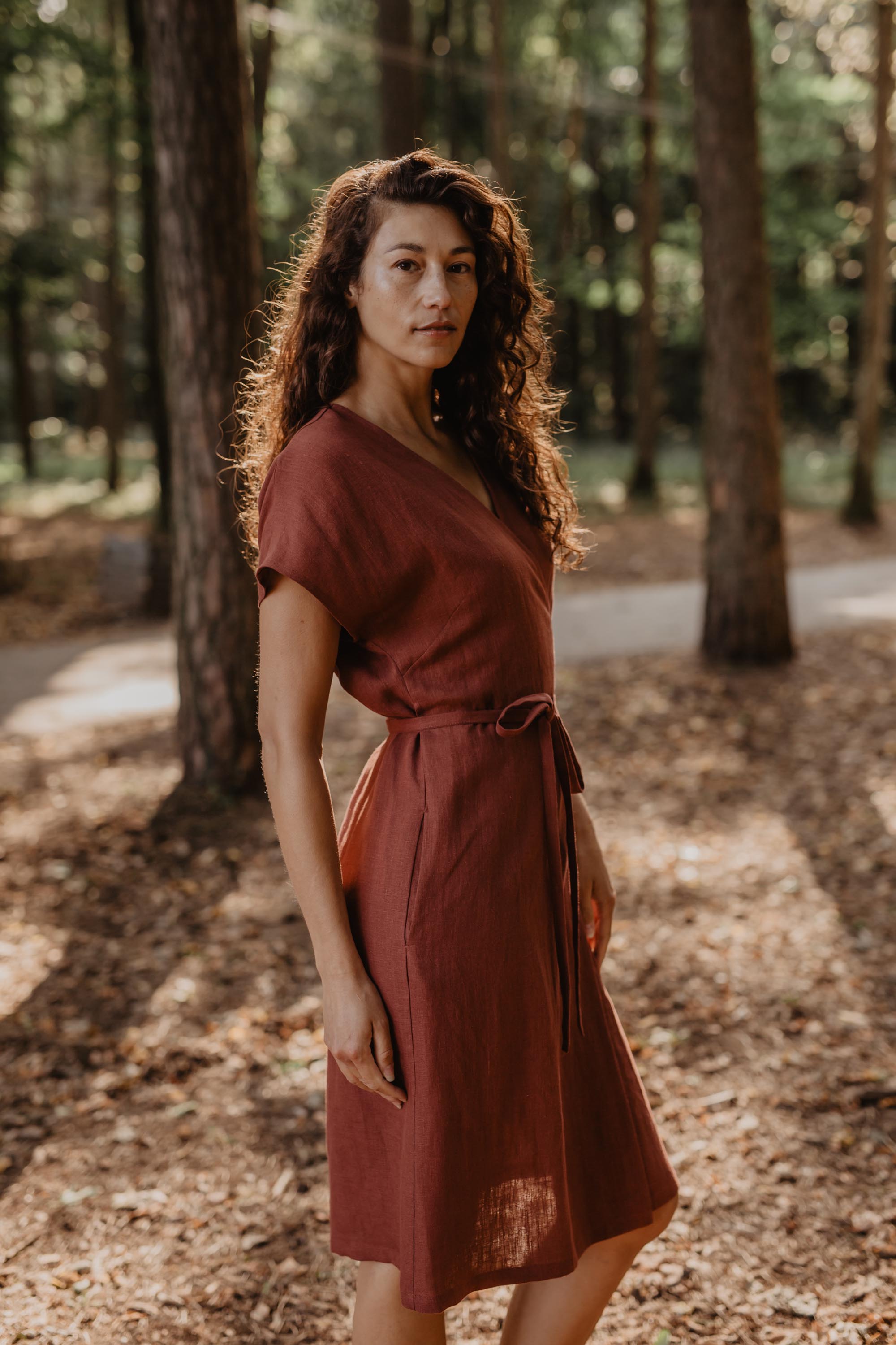 Rome 100 Linen Wrap Dress Various Colours